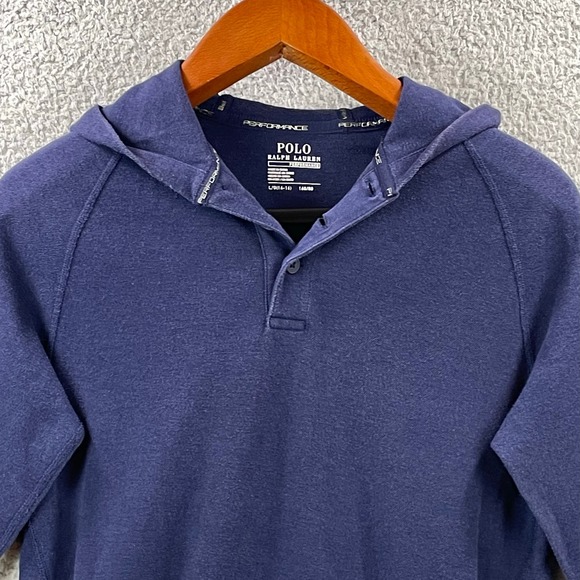 Polo Ralph Lauren Youth Hoodie Big Pony Logo Faux Leather Pullover Large 14 16 - Picture 4 of 10